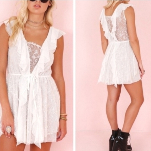 For Love And Lemons White Lace Stardust Mini Dress Size Small - Picture 1 of 4